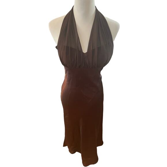 DAVIDS BRIDAL FORMAL BROWN SATIN GOWN SIZE 4 - Picture 3 of 7